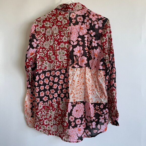 Johnny Was Womens Floral Patchwork Long Sleeve Shirt Blouse Small Button Down - Picture 2 of 6